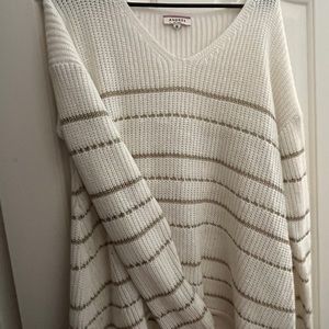 Gold and white striped medium Andres sweater.